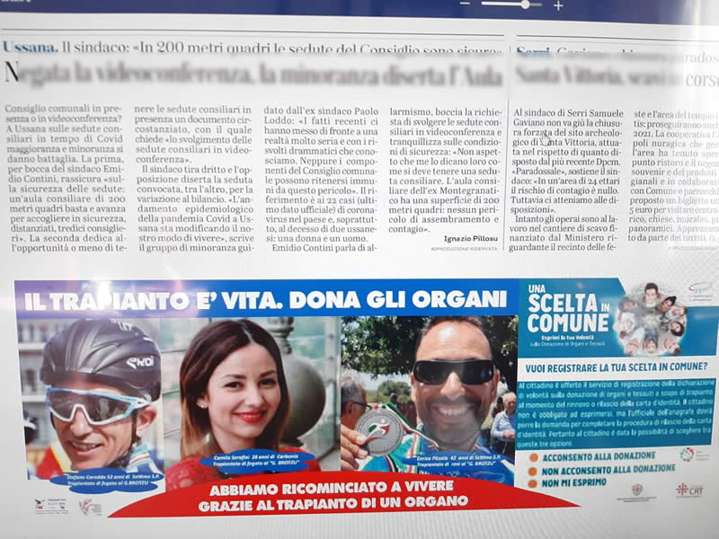 Promozione della donazione sui quotidiani locali